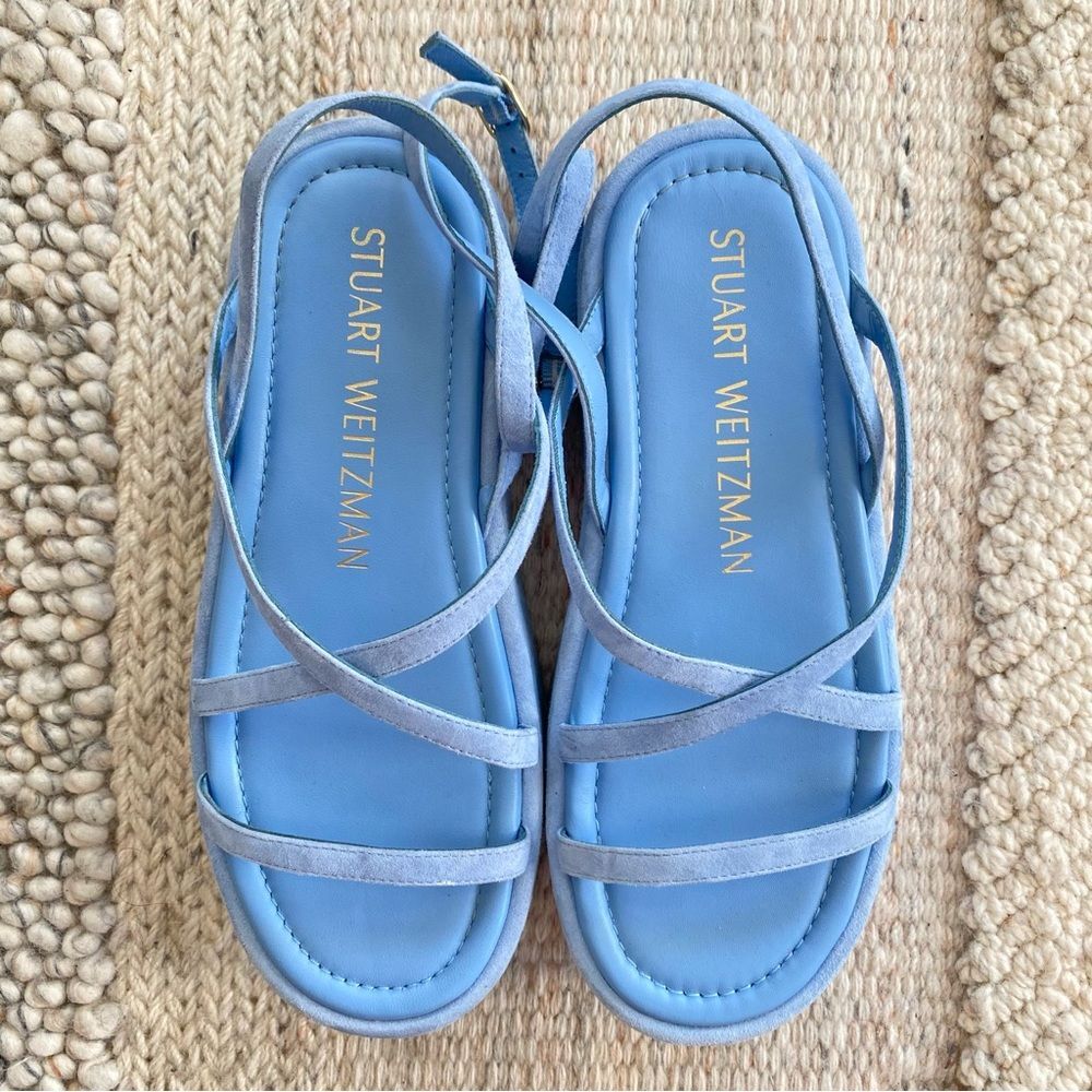 Stuart Weitzman Summerlift Platform Sandal Blue Size 7 - Picture 10 of 13